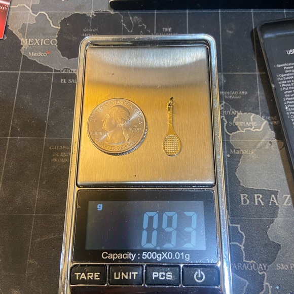 14K 585 Yellow Gold Tennis Racket Pendant - Picture 4 of 4